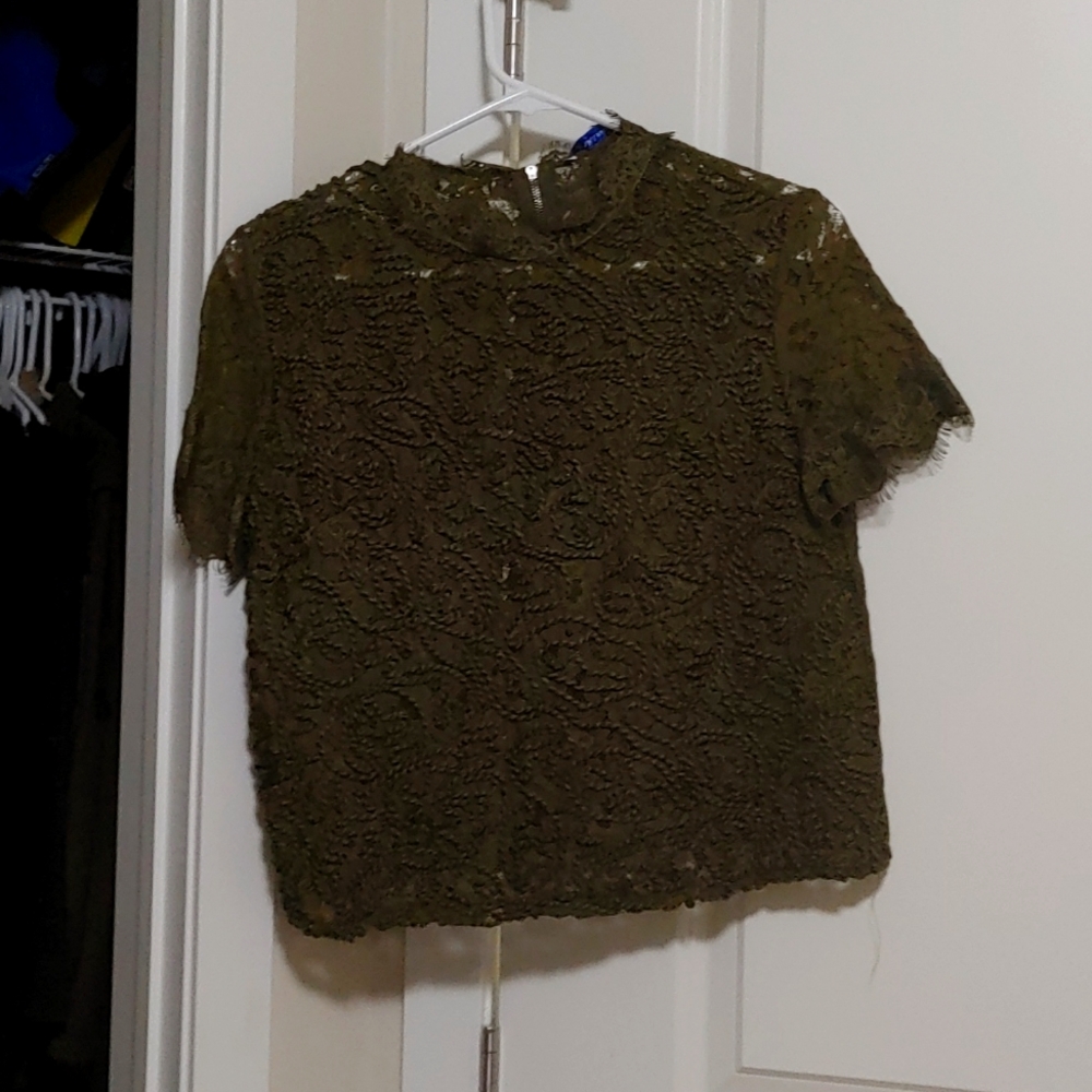 Zara green lace top worn once